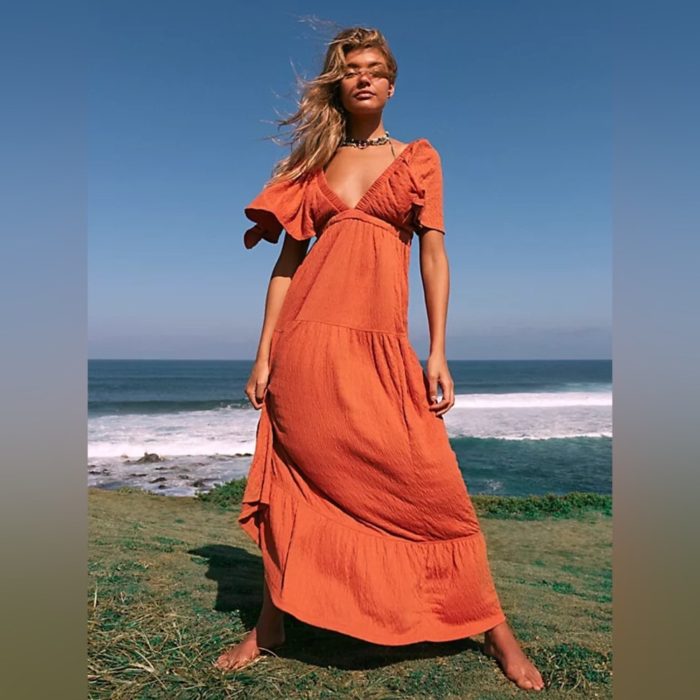 Free People La La Maxi Dress in Orange